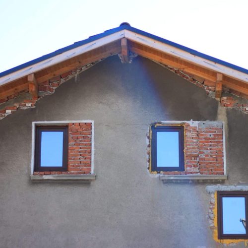 Facade of house exterior, renovation