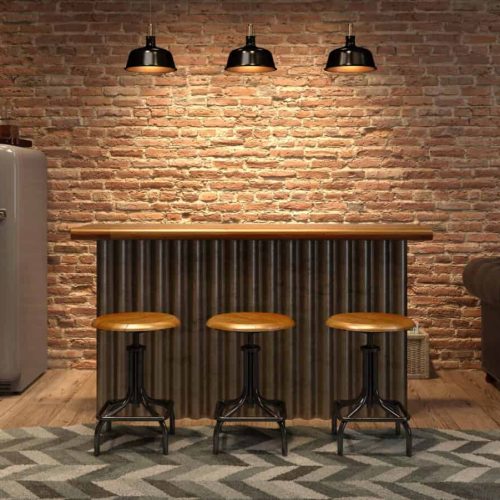 Interior of modern man living room with bar 3D rendering