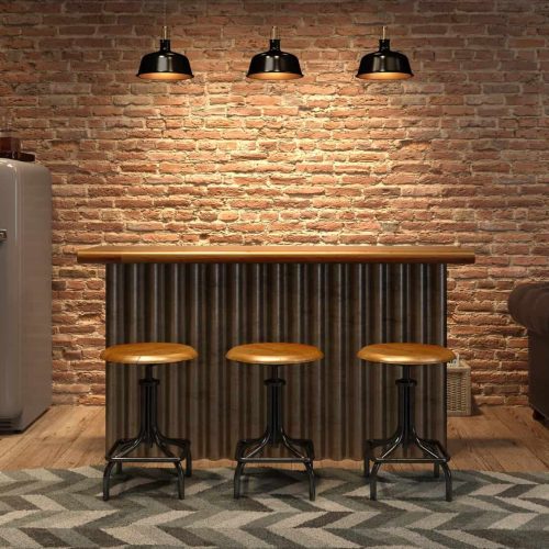 Interior of modern man living room with bar 3D rendering