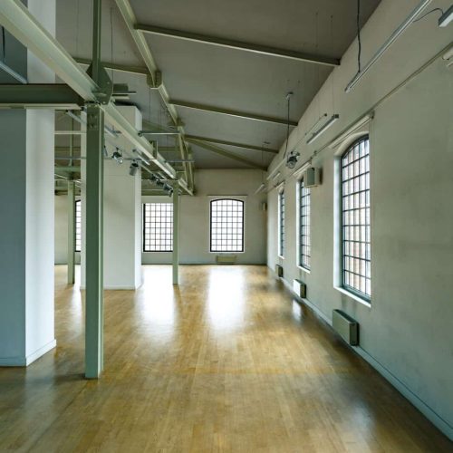 Interior with loft windows