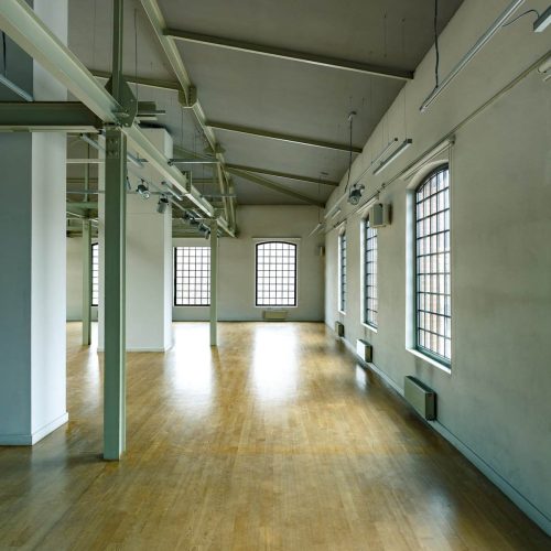 Interior with loft windows