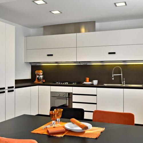 Interiors of a Modern Kitchen with Dining Table