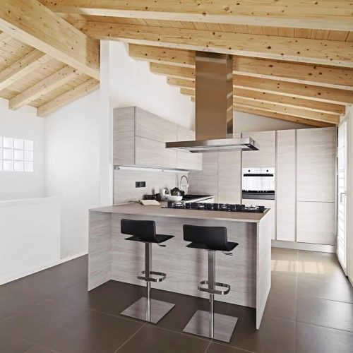 Interiors of the Modern Kitchen with Island Kitchen