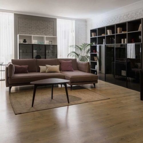 Modern renovated living room with stylish furniture